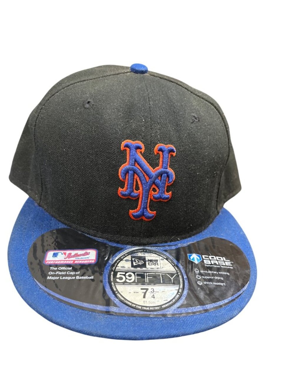 New Era New York Mets 59Fifty authentic mens black blue 7 3/4 cap SKU 10-613